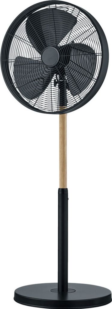 Reality Leuchten R034-32, Haushalts-Lamellenlüfter, Schwarz, Holz, Flur, Metall, 45 cm, Drehregler