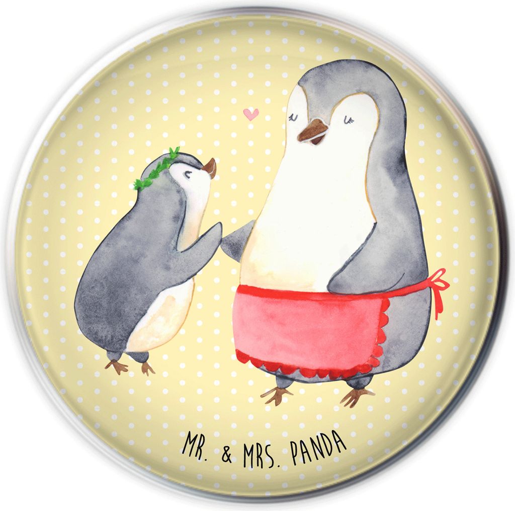 Mr. & Mrs. Panda waschbeckenstöpsel Pinguin mit Kind - Gelb Pastell - Geschenk, Vorbild Mama, Ablaufgarnitur, Abflussstopfen, Waschbecken Verschlu...