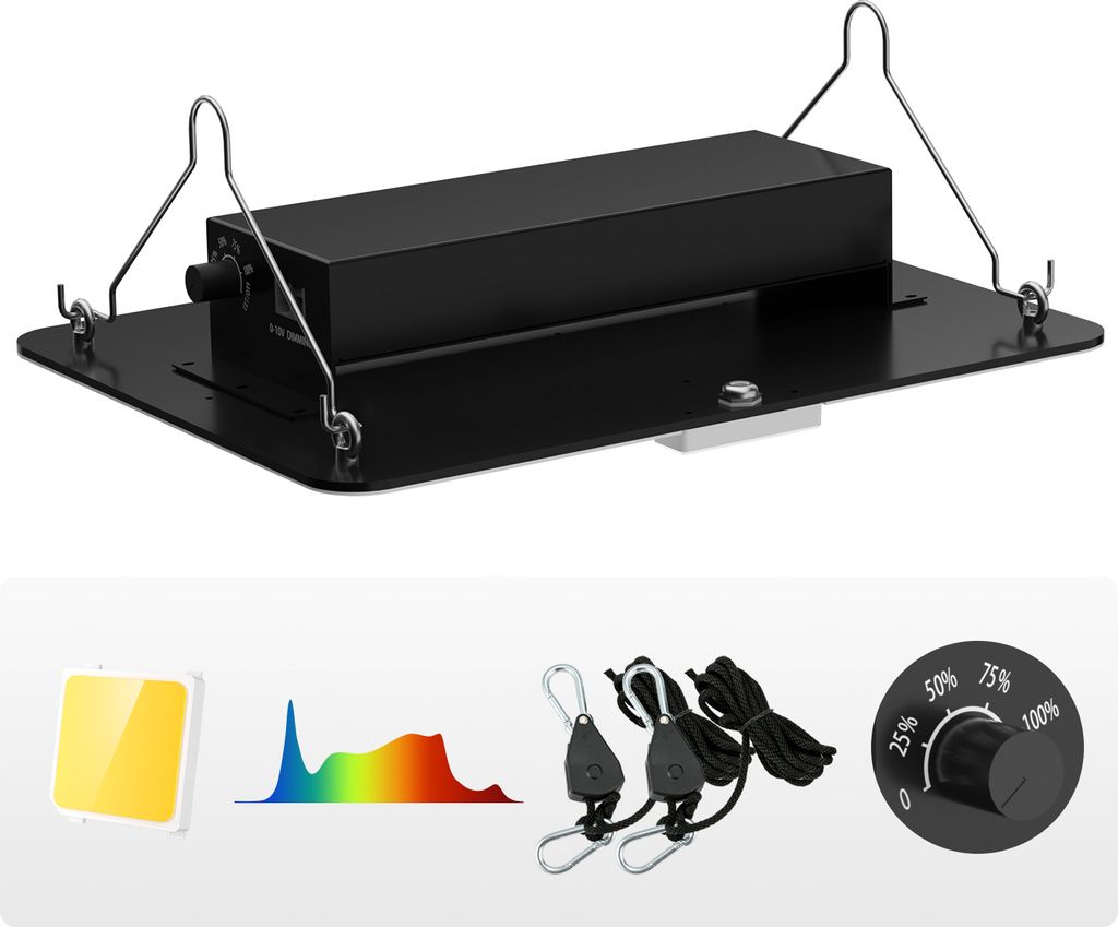 A grow light with accessories shown below.