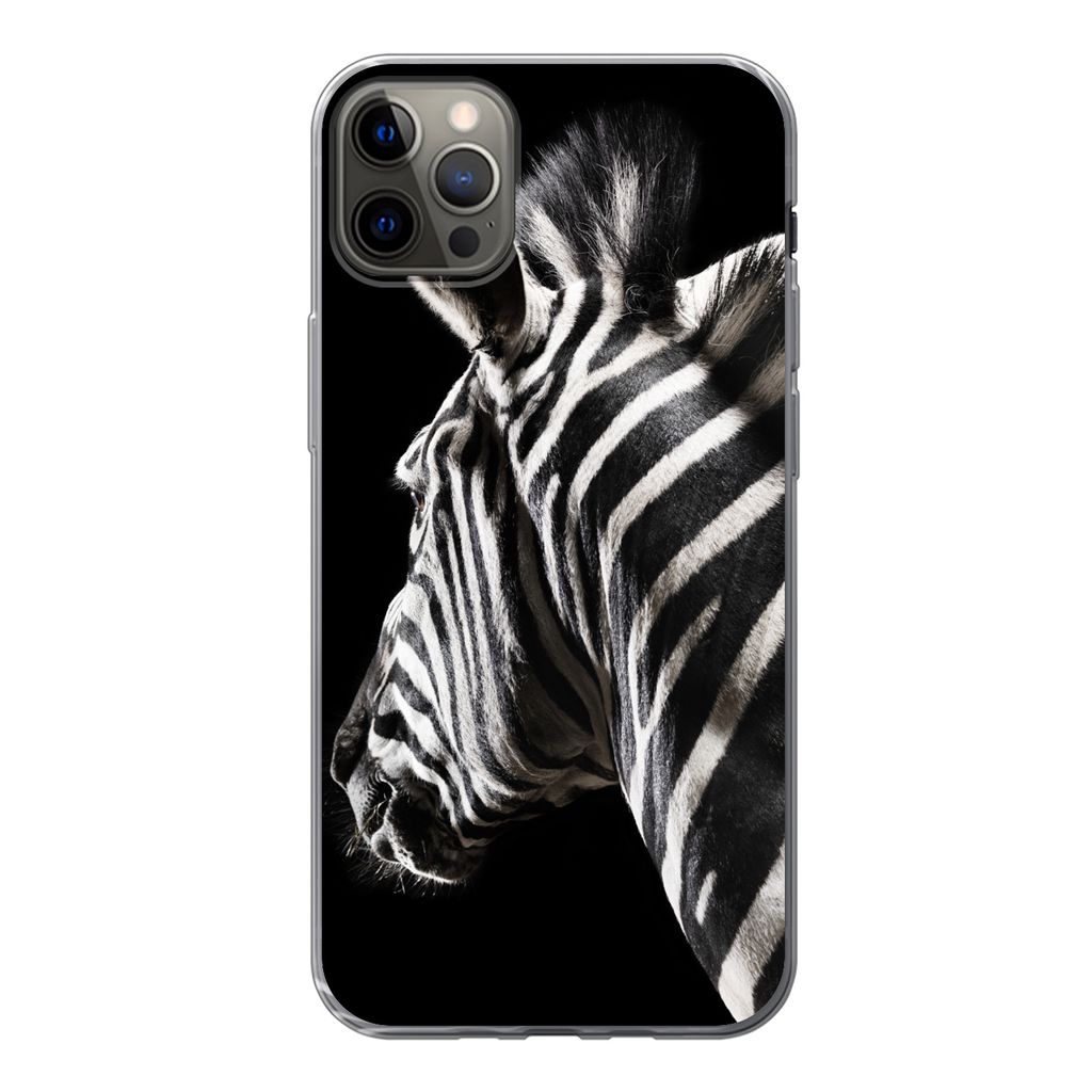 MuchoWow Handyhülle Schutzhülle Hülle für iPhone 12 Pro Max Zebra - Wilde Tiere - Muster Silikon Softcase Handy Hülle - Hartschale