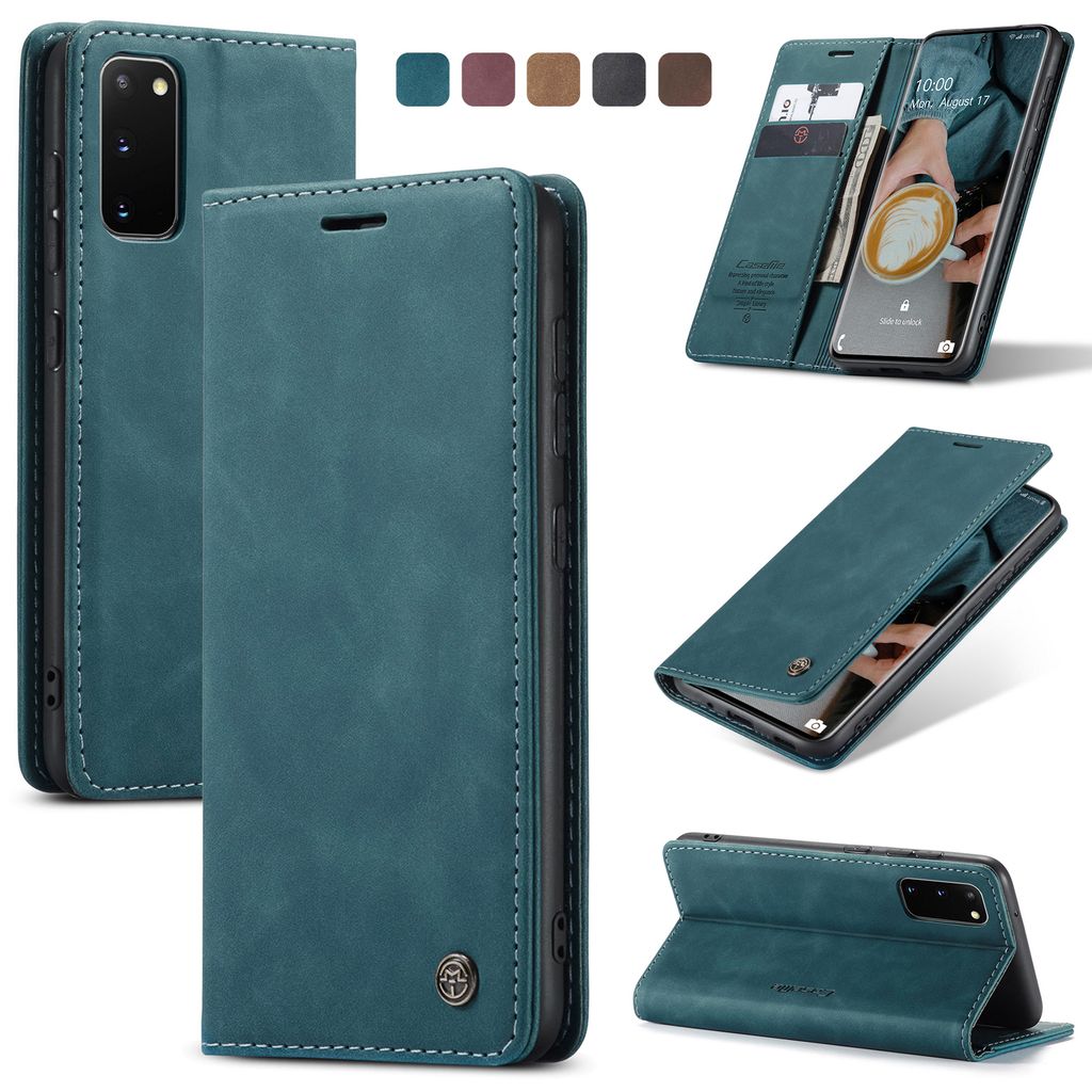 Hülle Samsung Galaxy S20 Handyhülle Klapphülle Tasche Etui Flip Case Dunkles Zyanblau