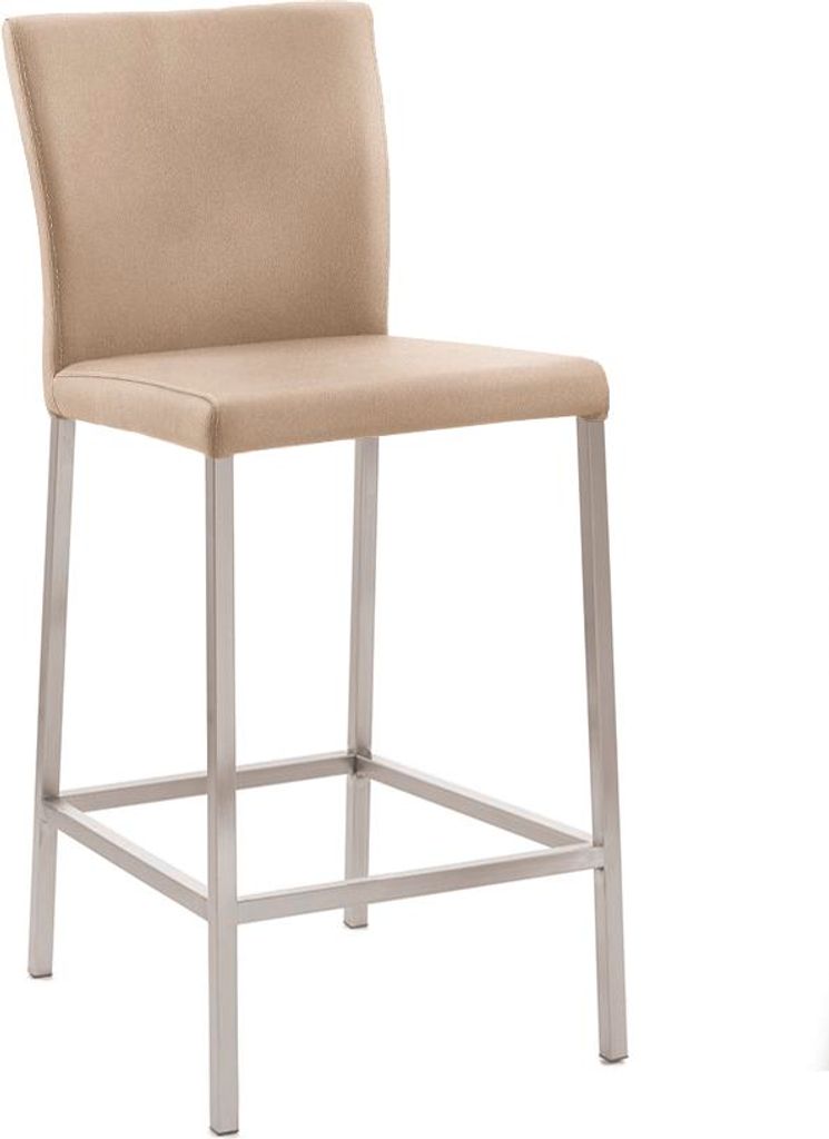 Edler Design Tresenhocker Daimo 2 KM Gestell perlgraumetallic Kunstleder hellkhaki