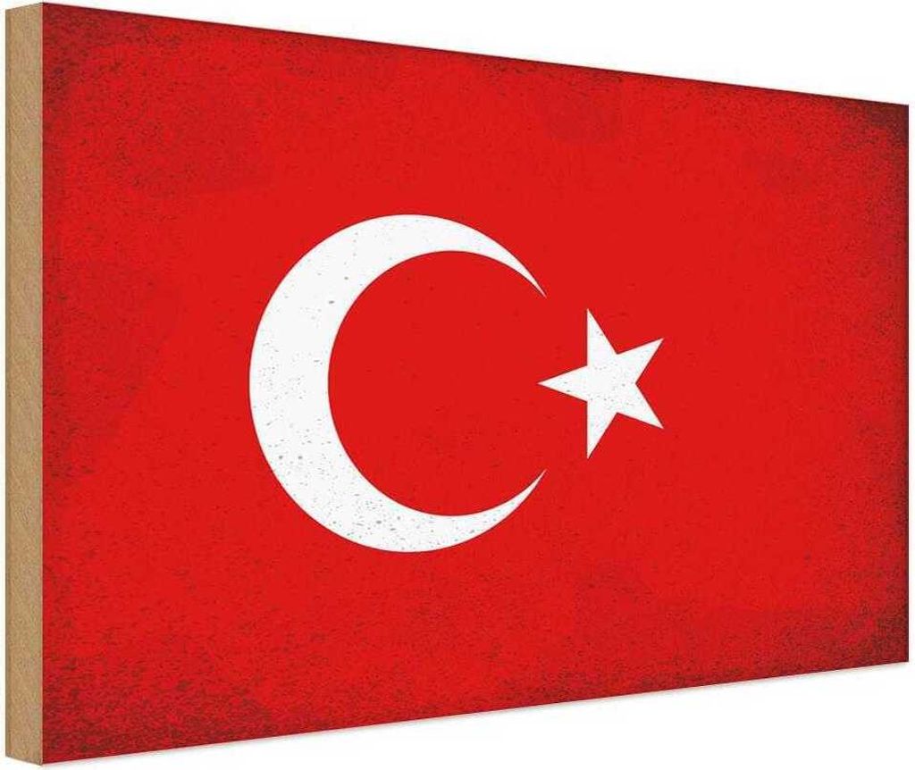 vianmo Holzschild 30x40 cm Türkei Turkey Flagge Fahne Produktbild 