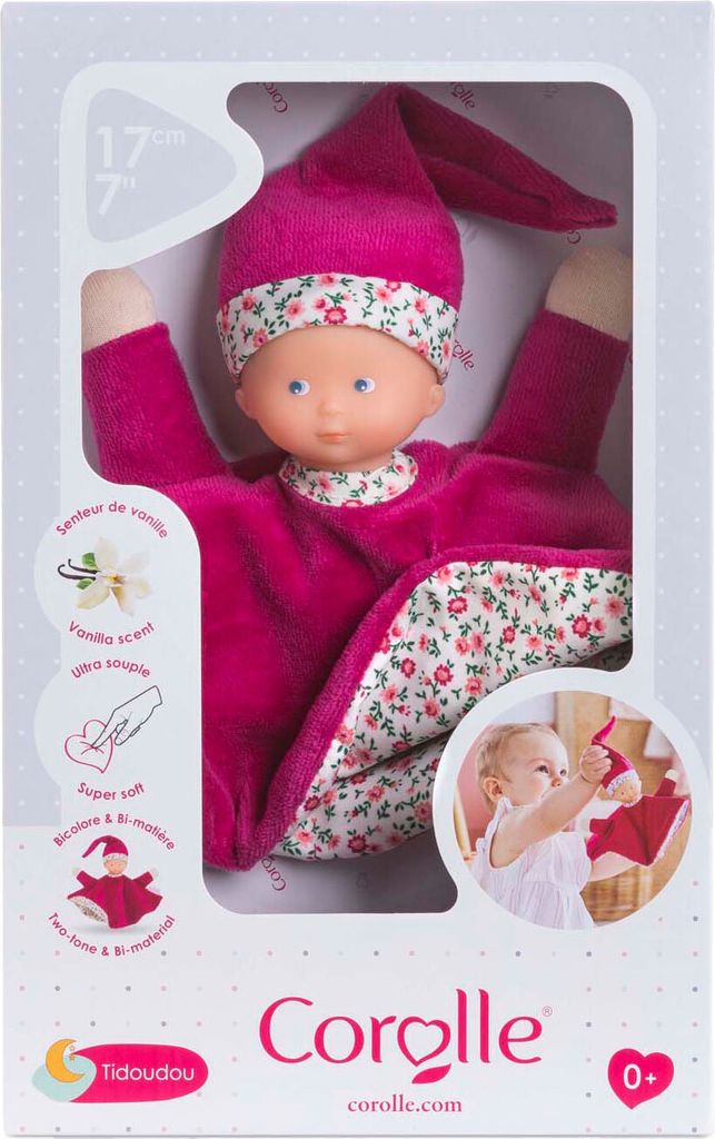 Corolle Schmusetuch rosa Grenadine Baby Kuschelpuppe 17cm weiches Spielzeug