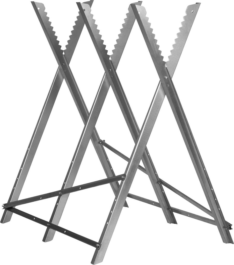 Grafner Sägebock bis 150 kg belastbar, stabile Ausführung aus verzinktem Stahl, kein Verdrehen durch solide Verzahnung, klappbar, Sägegestell Ho...