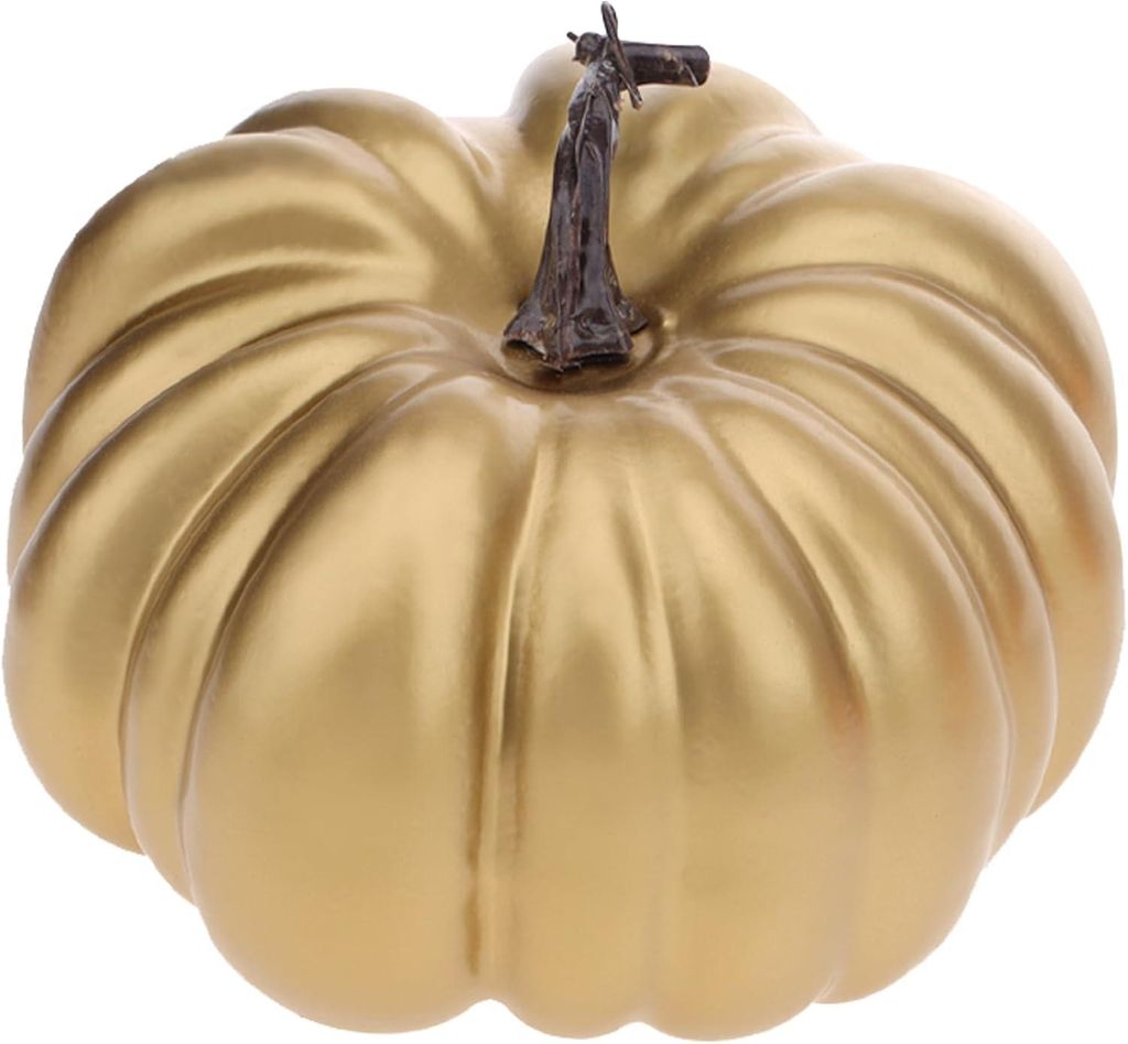 Künstlicher Zierkürbis Realistische Deko für Halloween Gold 20 cm