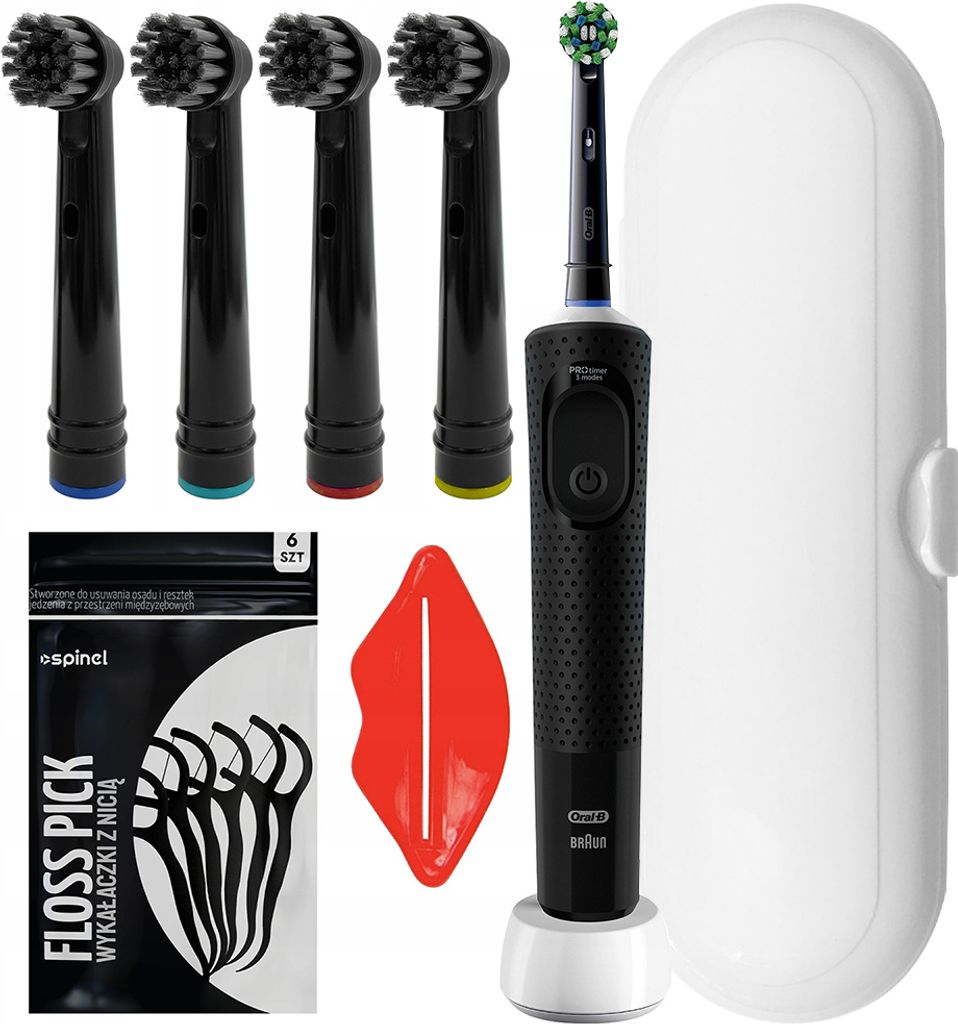 Oral-B Vitality PRO Elektrische Zahnbürste Schwarz 4 Aufsätze Etui Timer