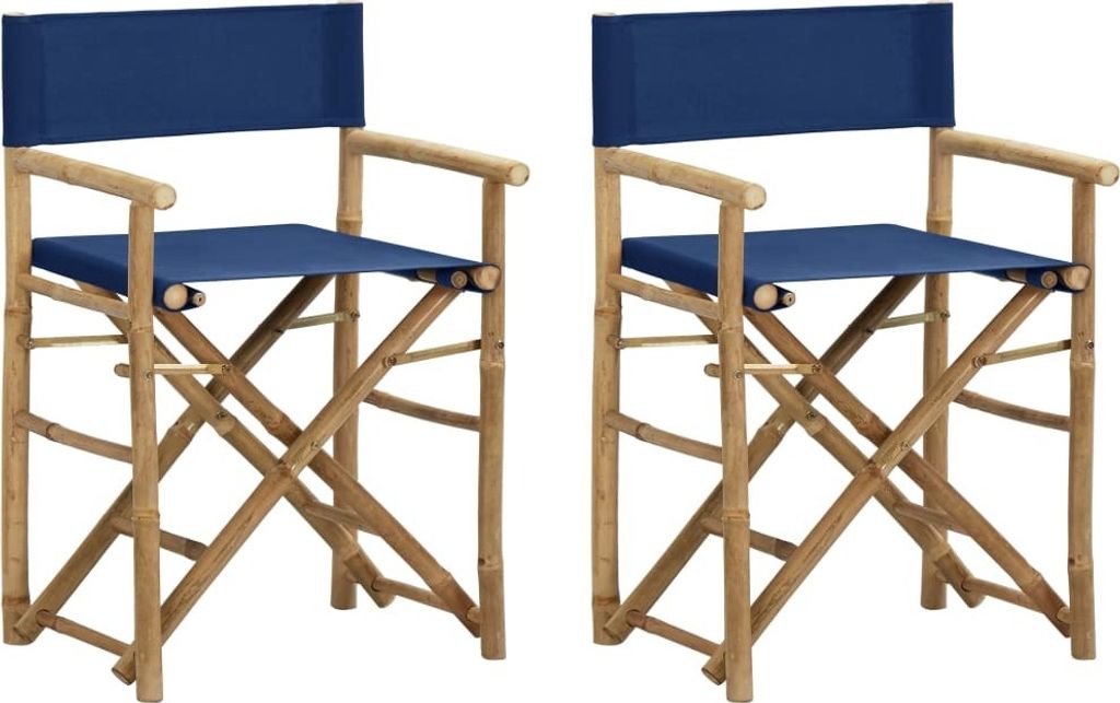 Maison Exclusive - Klappbare Regiestühle 2 Stk. Blau Bambus und Stoff