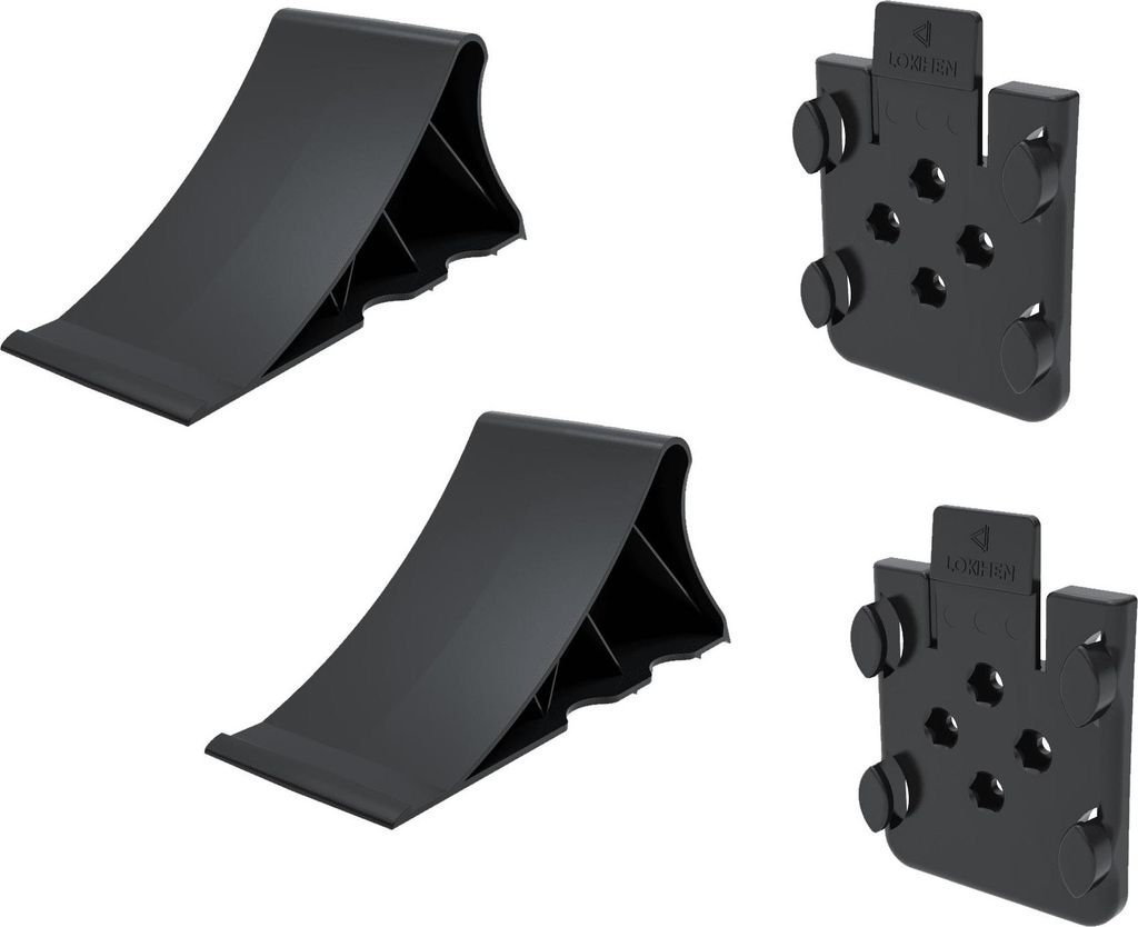 2 Unterlegkeile und 2 Halter Größe 20 - Kunststoff schwarz