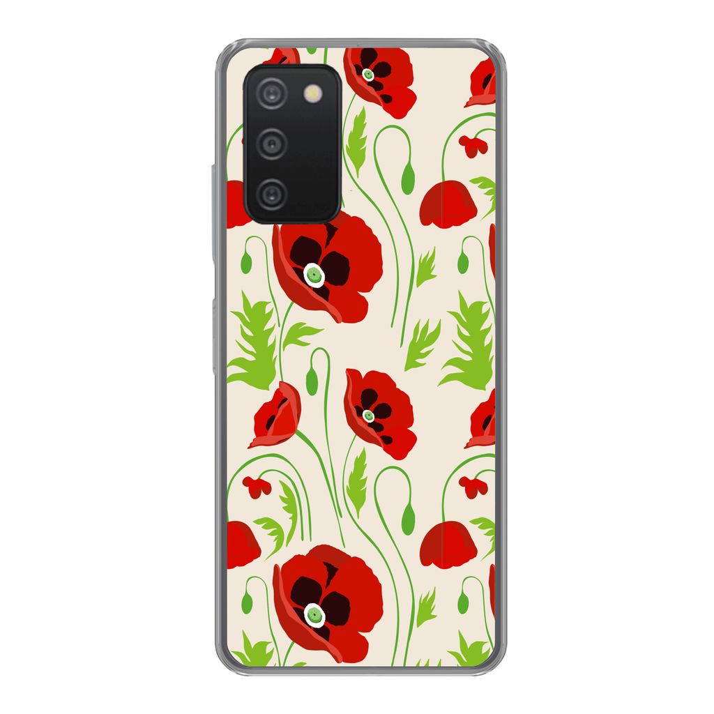 MuchoWow Handyhülle Schutzhülle Hülle für Samsung galaxy a73 Blumen - Mohn - Muster Silikon Softcase Handy Hülle - Handyhülle