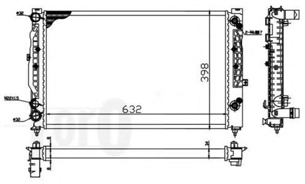 Radiateur refroidissement moteur Audi A4 8D pour remplacement standard