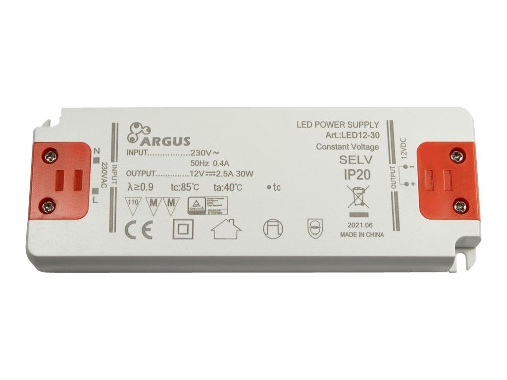 Inter-Tech LED Netzteil 30W, 12V, 2500mA – IP20, Für LED-Streifen & Beleuchtung