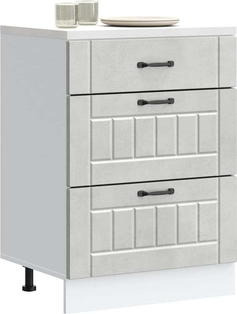 "2026 Promotion" Buffetschrank Küche, Küchen-Unterschrank, Lucca Betongrau Holzwerkstoff - Mehrzweckschrank CC31373