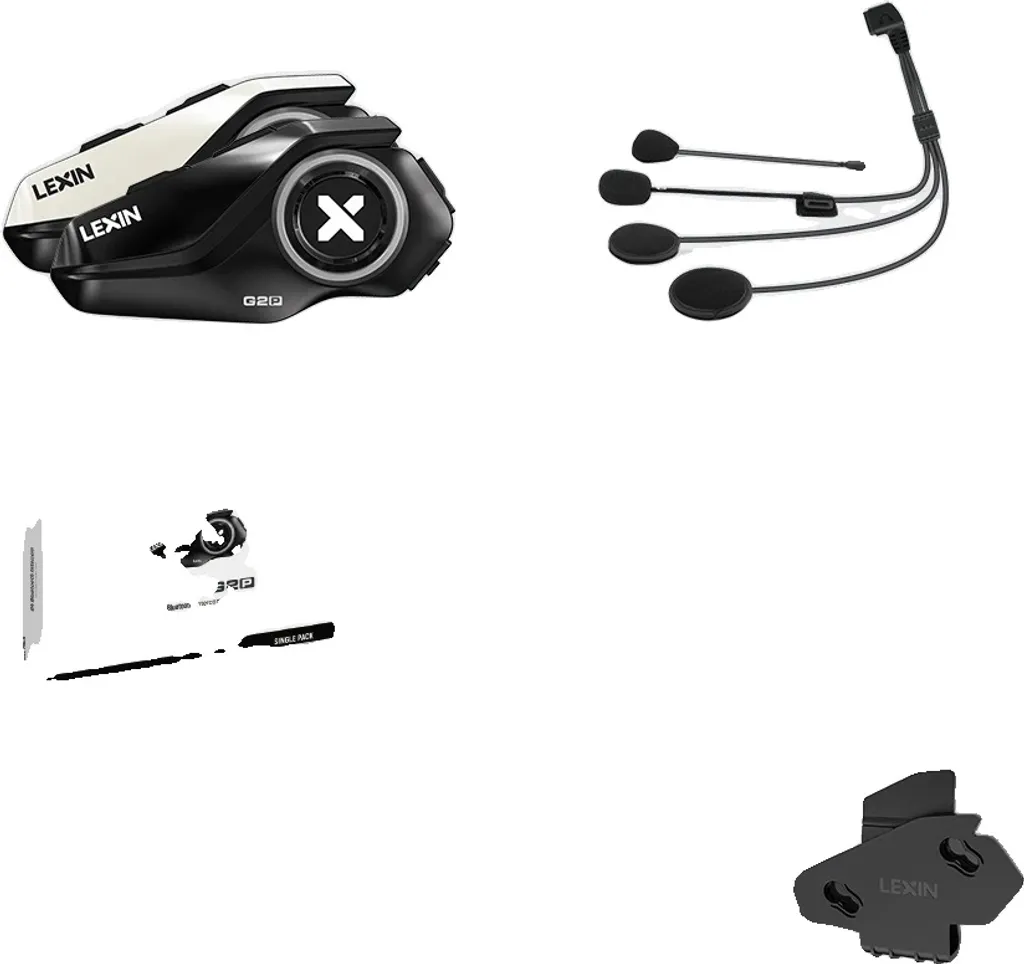 Intercom moto Lexin G2P-2PC Bluetooth pour 6 motards, pack de 2 unités