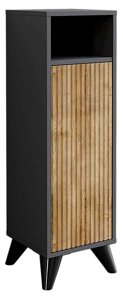 Midischrank Anthrazit/Bergeiche 30x97x30 cm - Badezimmermöbel mit offenen Fächern und Türen für flexible Nutzung