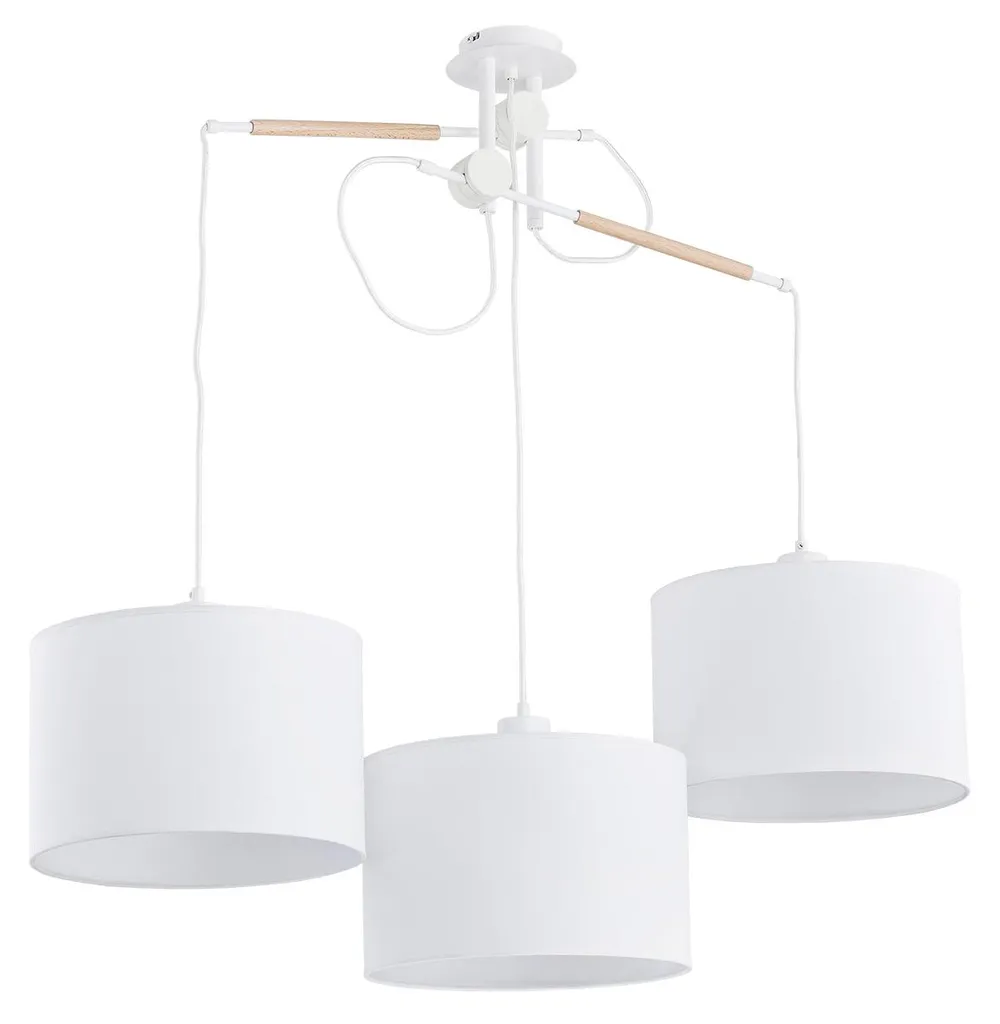 Suspension triple E27 HILA en textile blanc format XL 70cm design Alfa