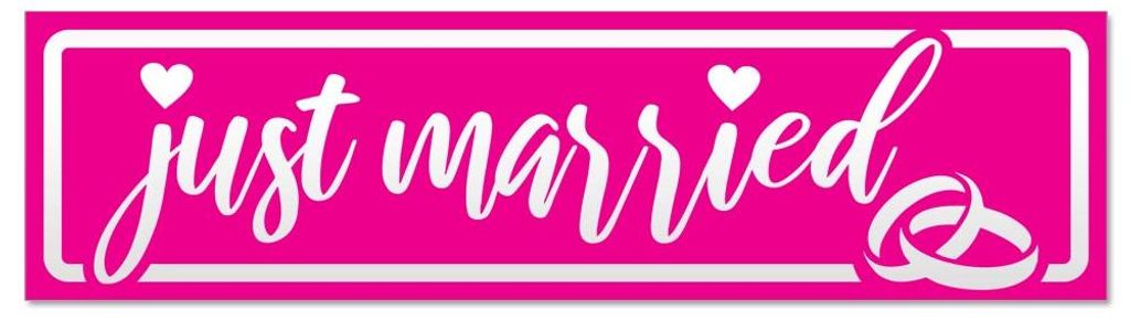 Kiwistar - Autoaufkleber - Pink - 30 x 8 cm - Just Married Ringe Hochzeit invertiert - Hinweis Aufkleber Sticker für Auto, Kfz, Fahrrad, PKW, LKW
