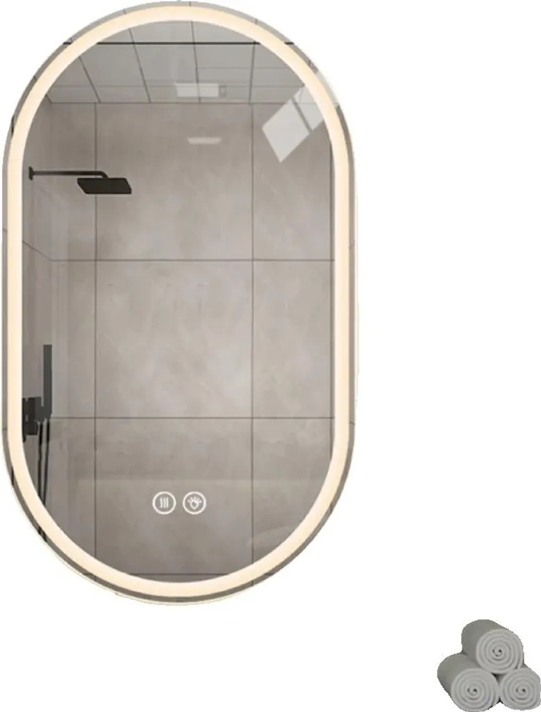 Miroir tactile anti-buée 60x100 cm en argent avec éclairage LED ajustable