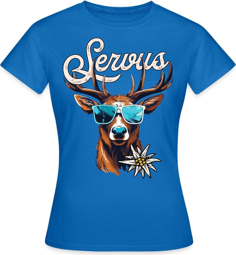 Spreadshirt Servus Hirsch Mit Sonnenbrille Frauen T-Shirt, S, Royalblau