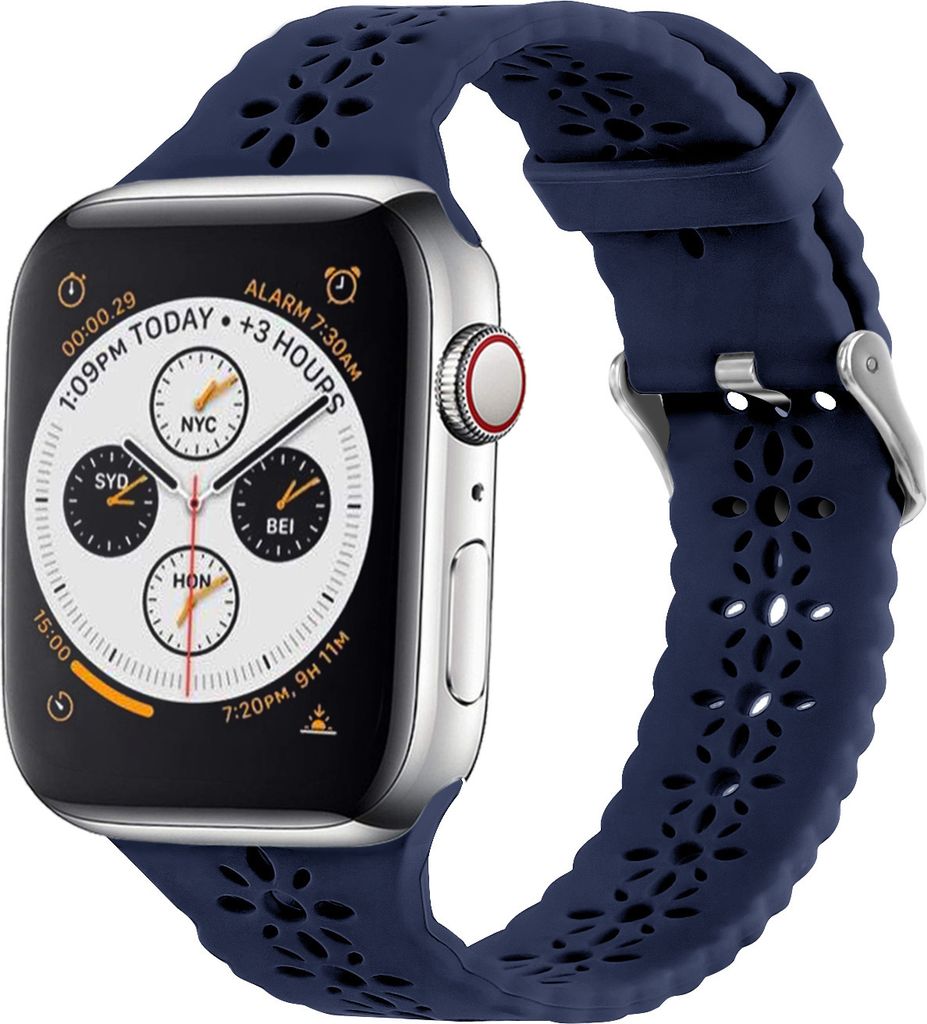 Strap-it Apple Watch Silikonarmband mit Muster (Dunkelblau) - Große: 38 - 40 - 41mm