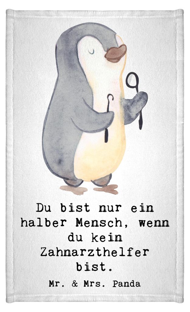 Mr. & Mrs. Panda Handtuch Zahnarzthelfer Herz - Weiß - Geschenk, gäste wc, badezimmer, Gästehandtuch 30x50, Klein, Gäste-WC