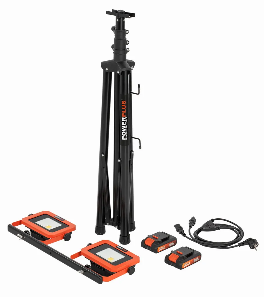 Projecteur hybride 20+220V Powerplus Argent avec trépied ajustable - 12
