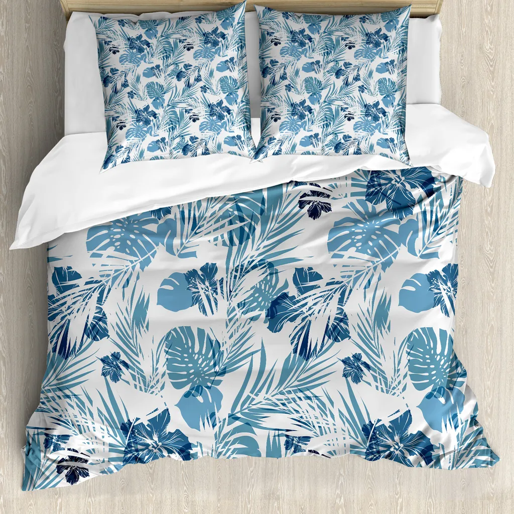 Set Letto ABAKUHAUS Tropicale 200x200 Microfibra Viola e Blu Notte