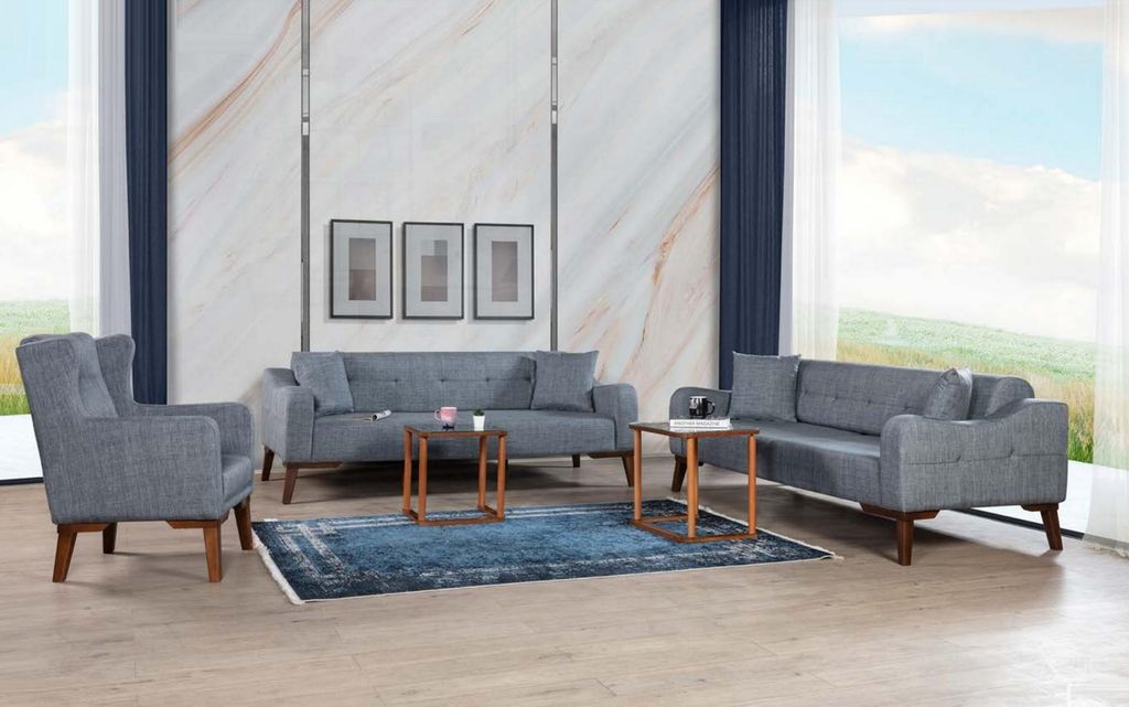 Stuhl Luxus Möbel Wohnzimmer Esszimmer Holz Sessel Möbel Lehnstuhl Grauer Lehn