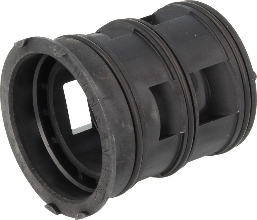 A black plastic adapter for a thermostat.