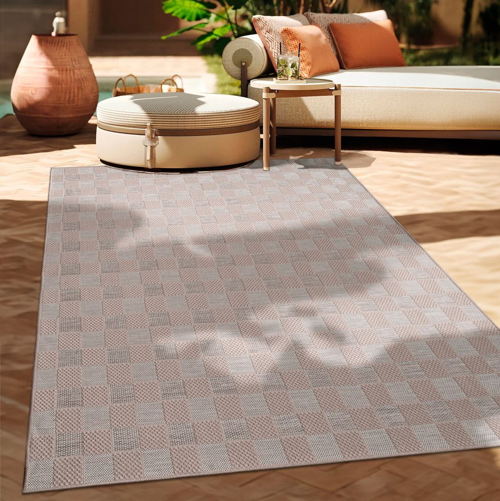 Outdoor Teppich Flachgewebe modern Boho Ethno wetterfest Außenbereich Grösse 240x340 cm