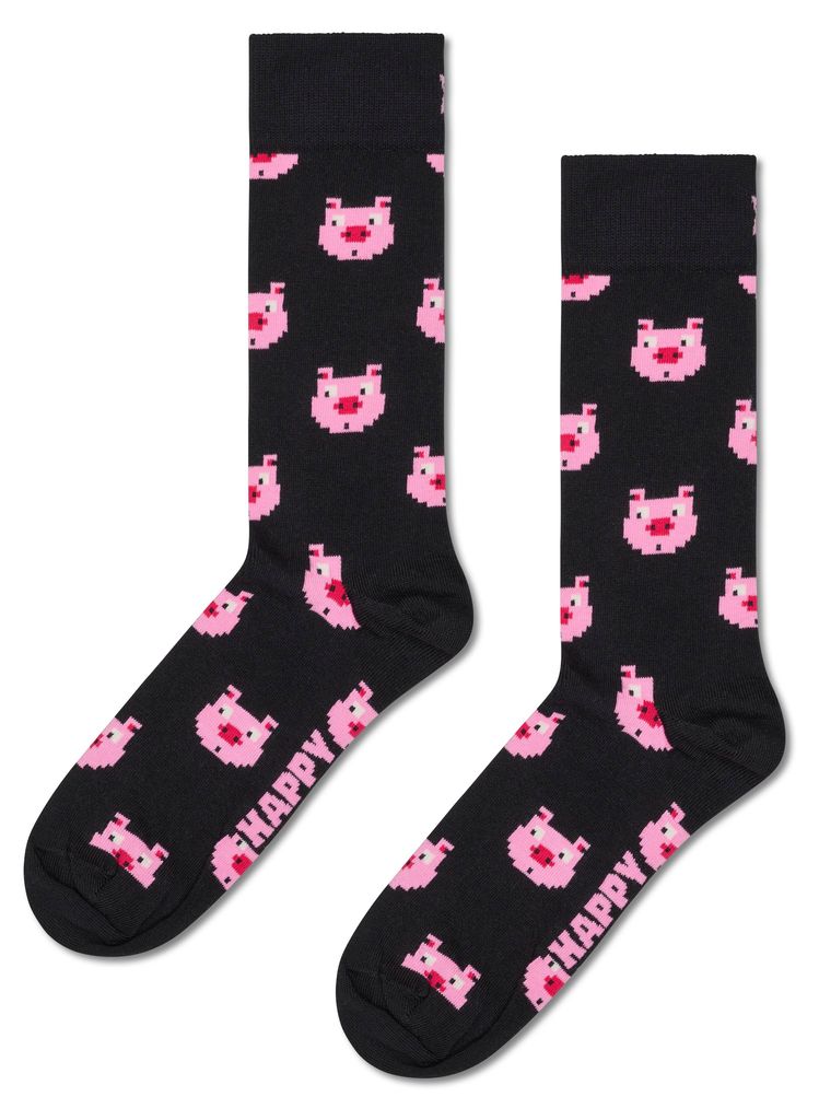 Happy Socks Pig Crew-socken Schwarz EU 36-40 Herren,Damen Produktbild 