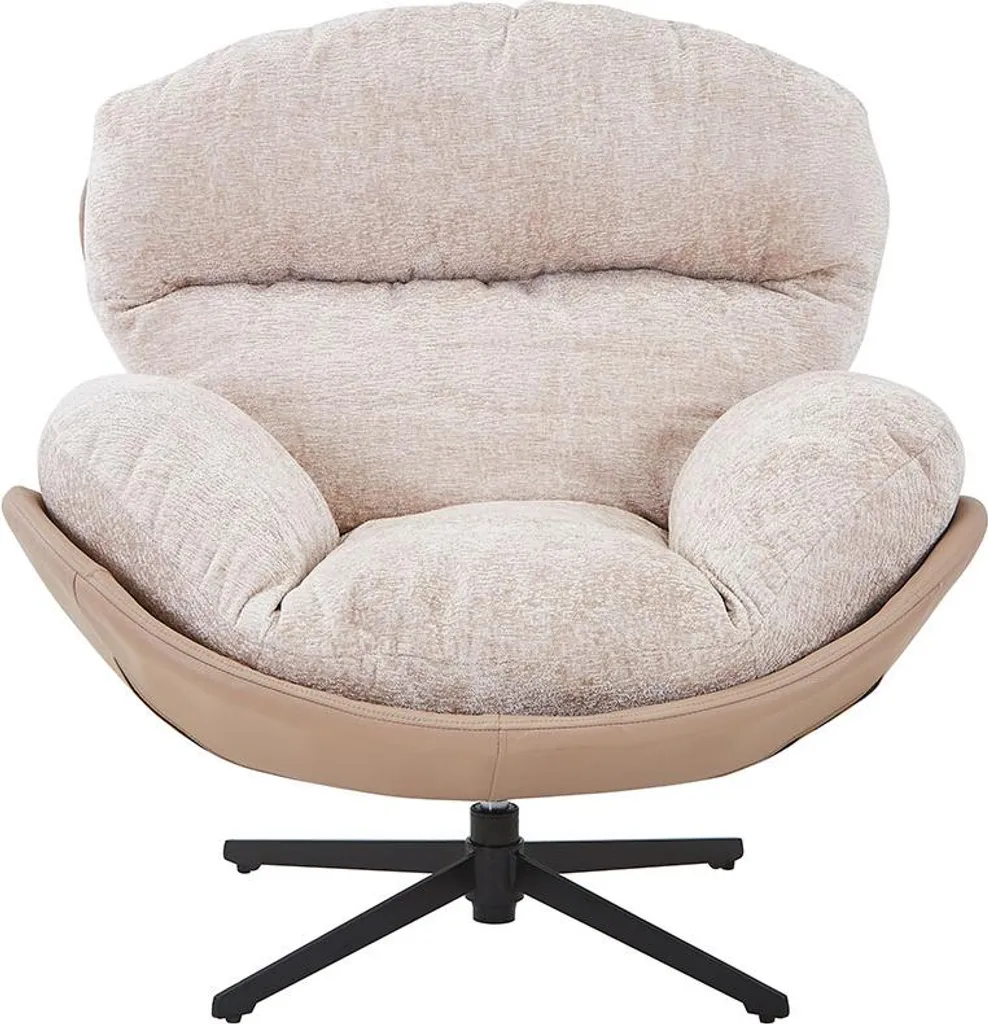 Fauteuil de salon pivotant design velours et cuir synthétique chic - 2