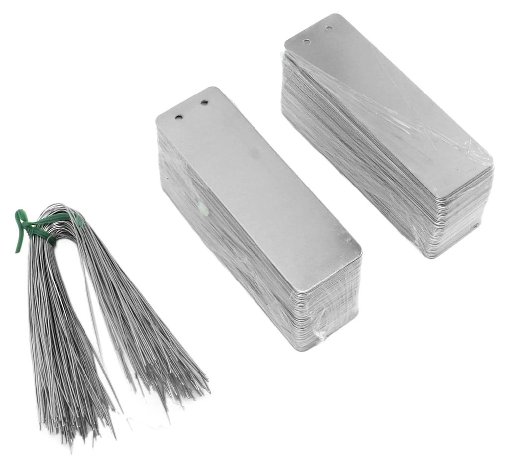 100 Stück Doppelseitige Metallbeschriftungen für Pflanzenetiketten aus Aluminium mit Drähten - Hohe Haltbarkeit für den Innen- und Gartenbereic...