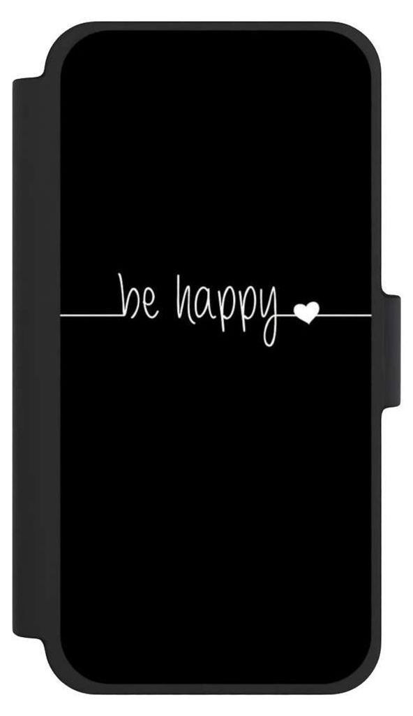 NIVOCASE Klapphülle für Apple iPhone 12 mini Handyhülle aus Kunst Leder NIVOflip schwarz Glück Sprüche Statement