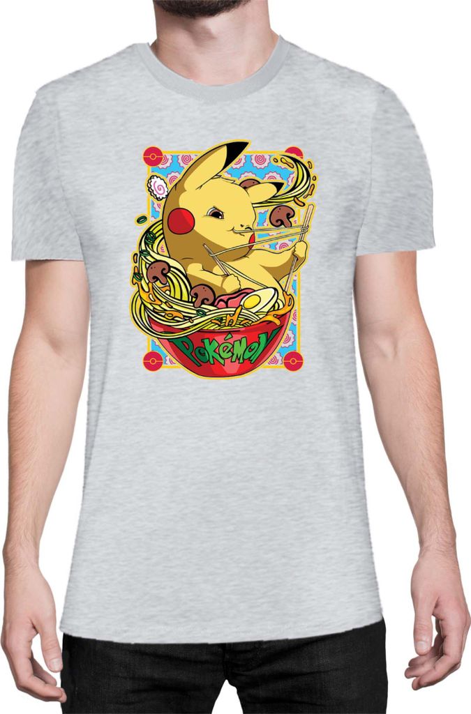 Herren T-Shirt Japan Manga Anime Comics Pokemon 041, Man XL / Grau