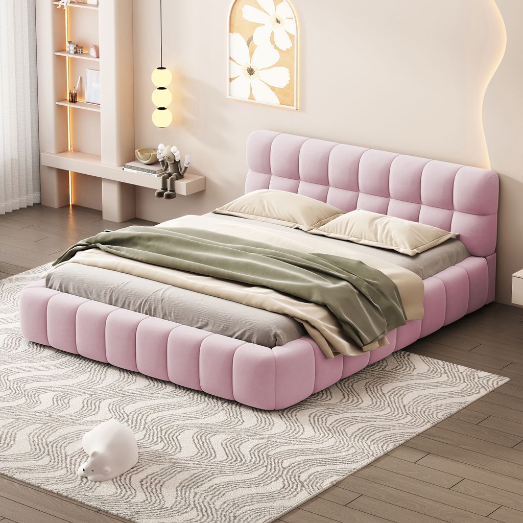 VENTE-UNIQUE - Letto Con 2 Cassetti 140 X 190 Cm Naturale E Bianco