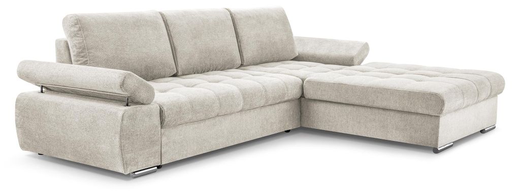 Masseno Ecksofa SANDRO mit Schlaffunktion L-Form, Sofa mit Bettkasten, Wohnzimmersofa, Couch, Soffa, Bettsofa, Couchgarnitur- Beige, ARAGON 3
