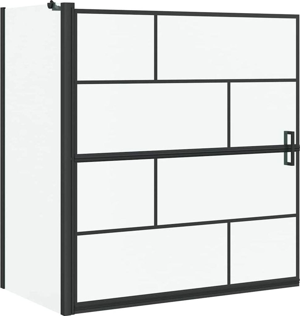 vidaXL Bad-Duschschirm Schwarz und Transparent 116 x 68 x 128 cm