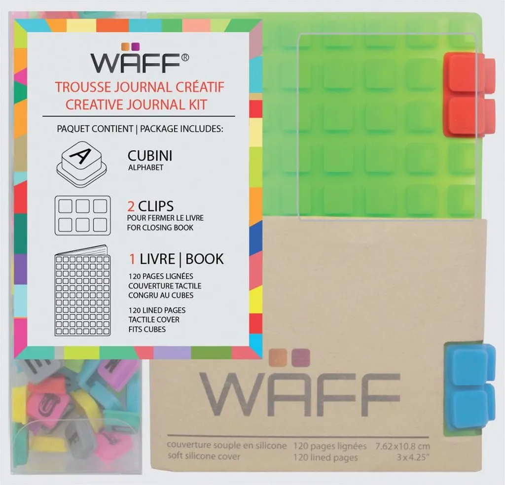Set journal créatif Waff A7 vert : carnet de notes en silicone souple