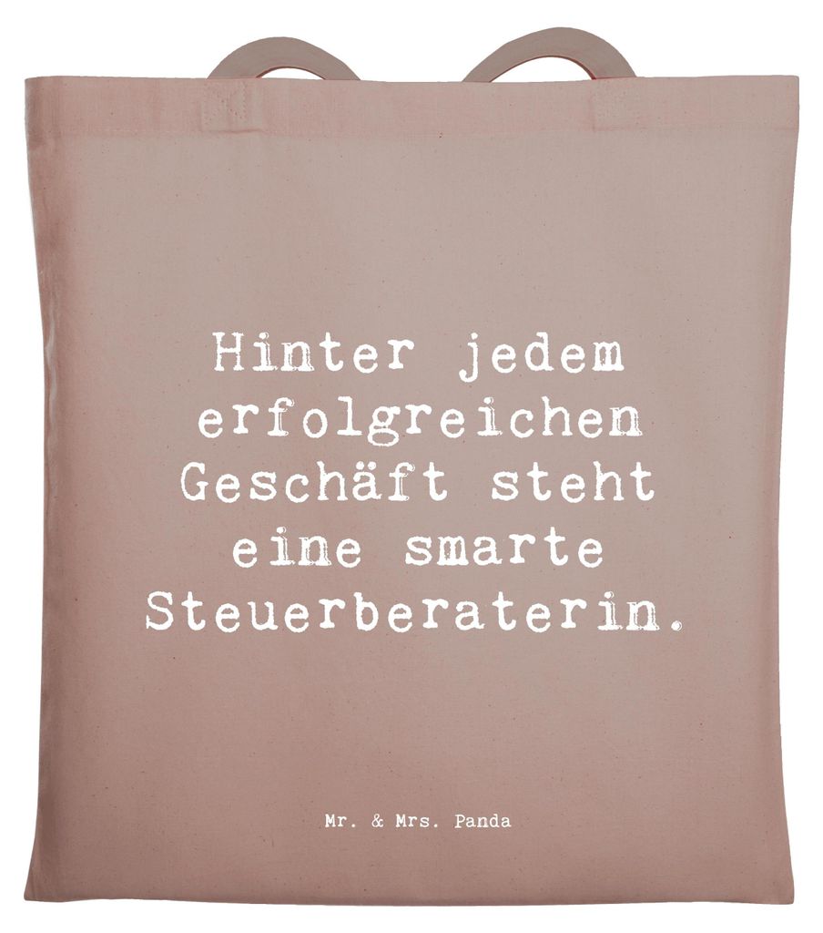 Mr. & Mrs. Panda Shopping Tasche Spruch Steuerberaterin Erfolg - Braun Pastell - Geschenk, Tote Bag, Einkaufstasche, Einzigartig, Jutebeutel, Beruf...