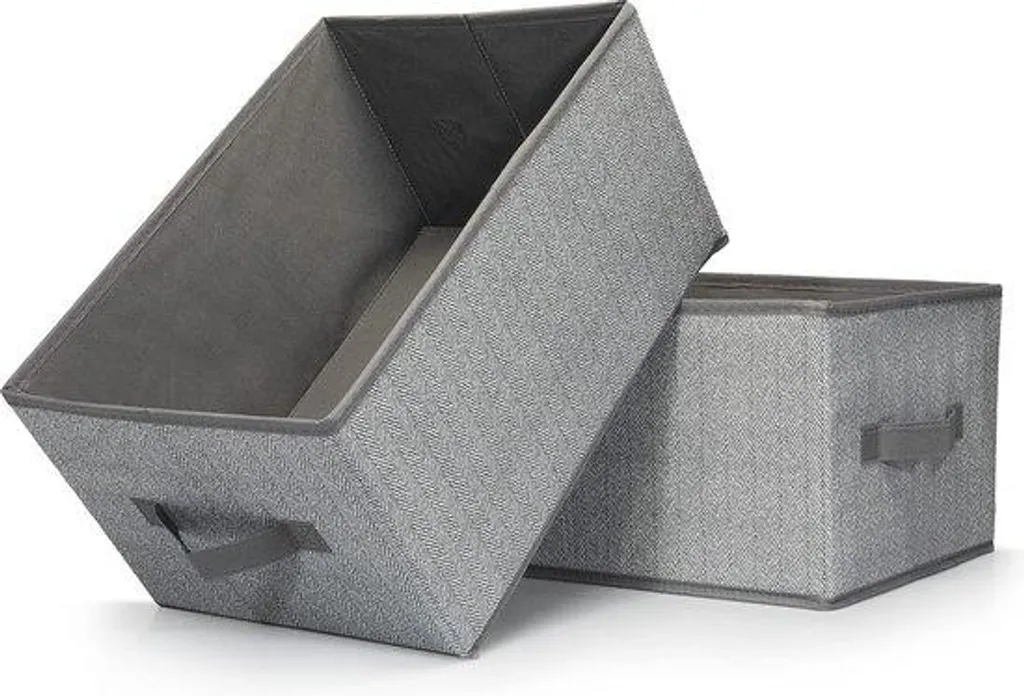 Lot de 2 grandes boîtes de rangement pliables 38x26x20 cm gris-marron