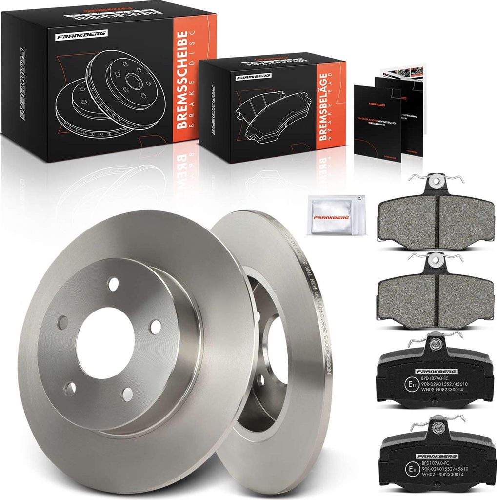 Frankberg 2x Bremsscheiben 4x Bremsbeläge Hinterachse für Nissan Almera Tino V10 1.8L 2.0L 2.2L 2000-2005