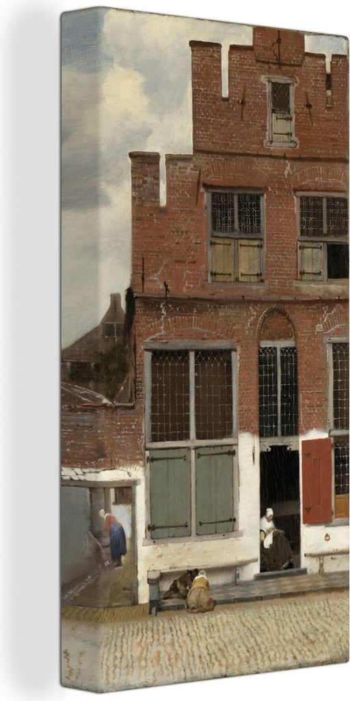 MuchoWow - Leinwandbilder - Die kleine Straße - Johannes Vermeer, Wandbild, Wanddeko Bilder Wohnzimmer, 20x40 cm
