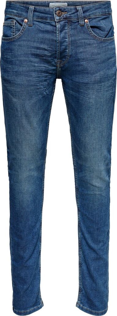 ONLY & SONS Slim Fit Jeans Basic Denim Hose ONSLOOM Tapered Trousers Stoned Washed Größe: 28W / 34L