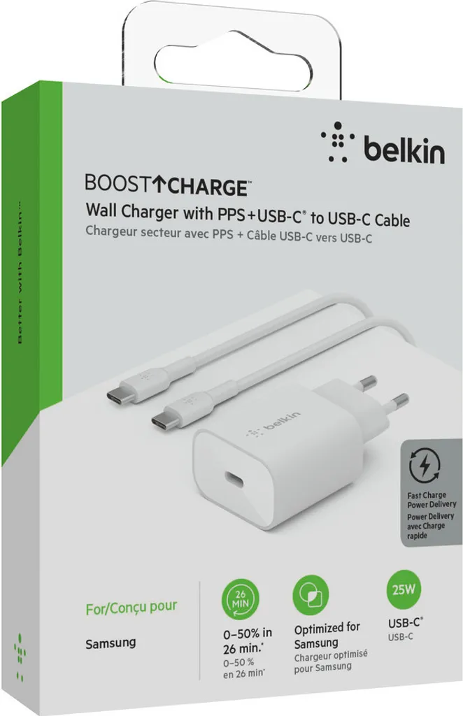 Chargeur USB Belkin blanc compact et performant avec câble inclus 1m - 3