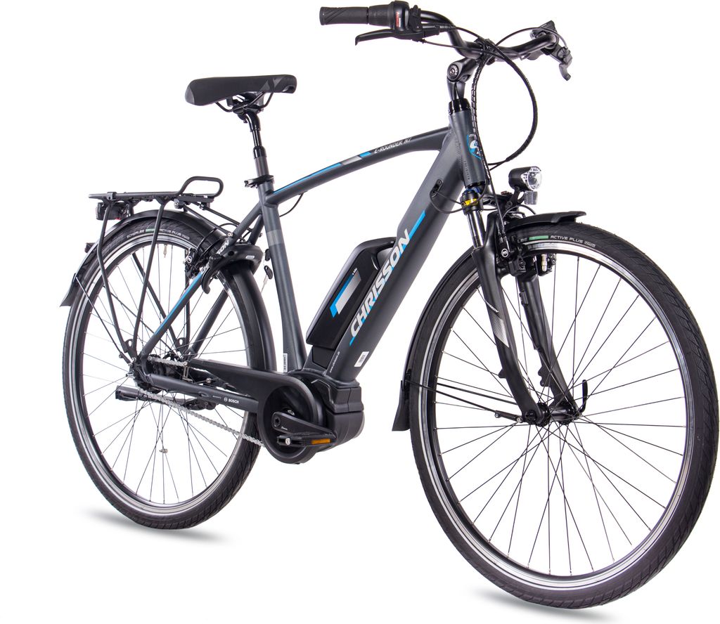 28 Zoll E-Citybike Herrenrad CHRISSON E-ROUNDER 7 Gang Shimano Nexus grau matt BOSCH Active Line Powerpack 400