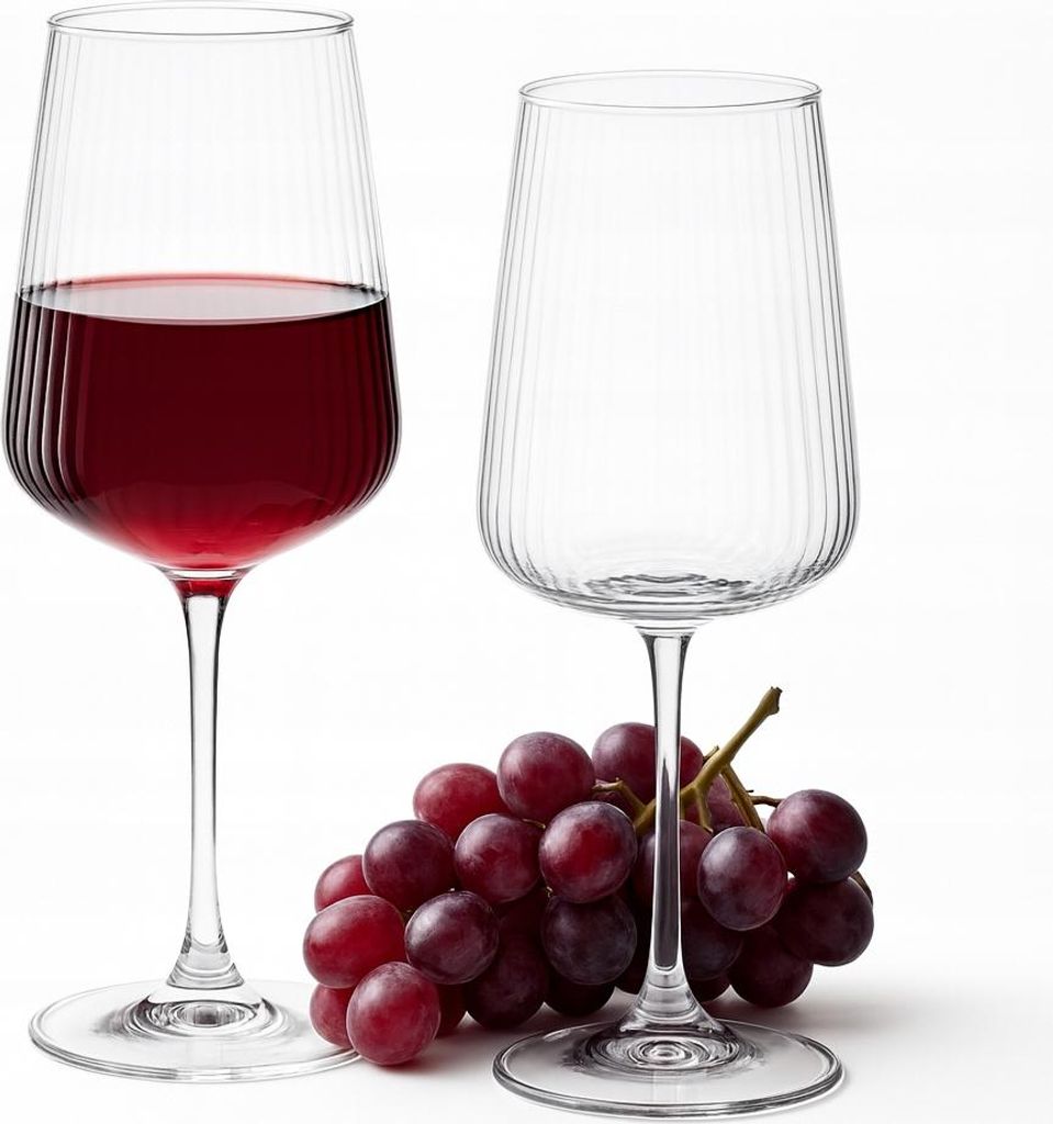 Set di bicchieri Rosso 540 ml - 2 pezzi, vetro scanalato, Immagine del prodotto 