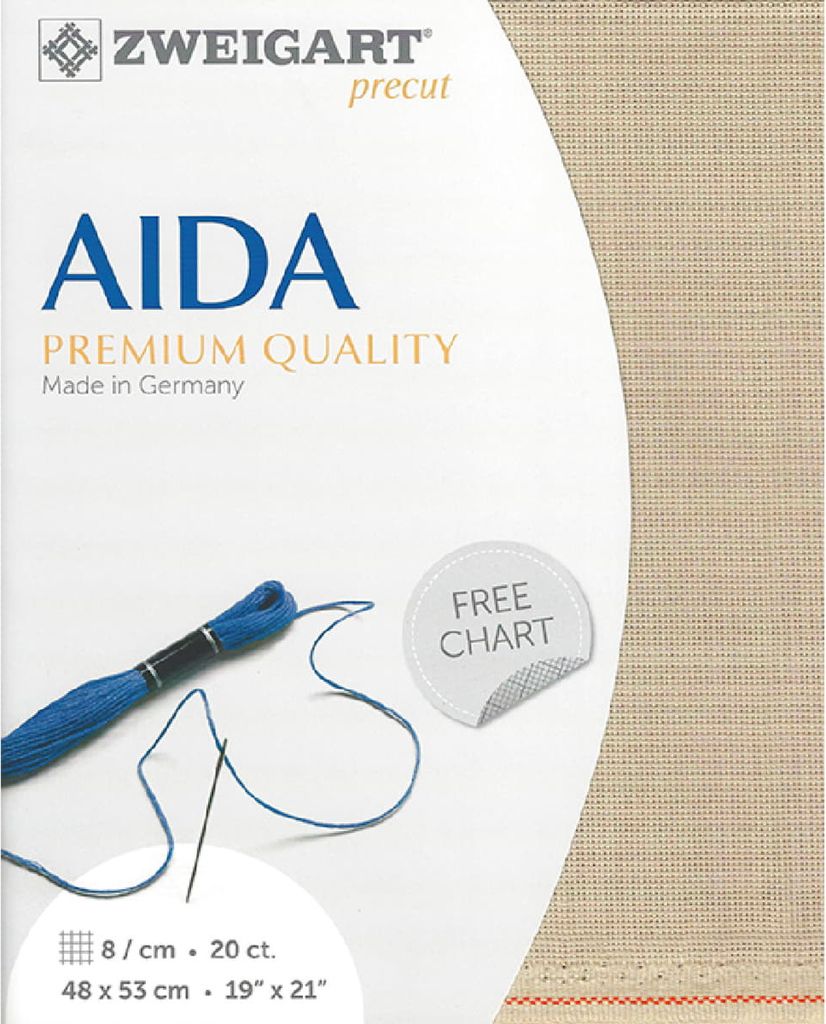 Auslaufmodell AIDA Zweigart precut 20 ct. Extra Fein-Aida 3326 Farbe 306 taupe, Zählstoff für Kreuzstich 48x53cm