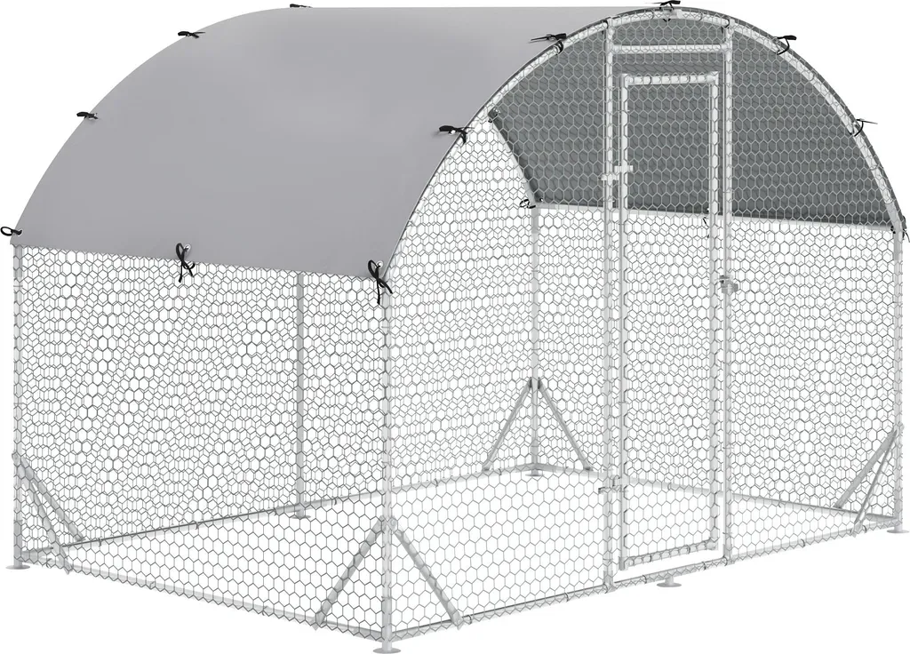 Volière Extérieure en Métal 5m² avec Parc Grillagé et Toit de Protection