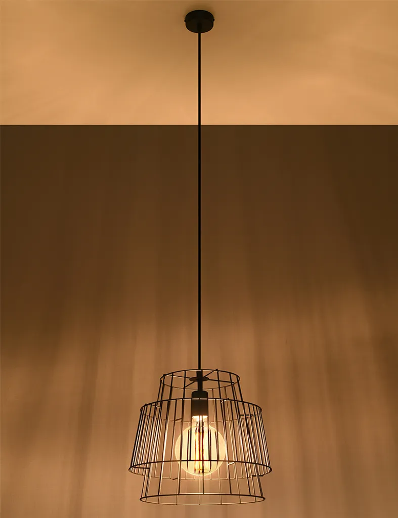 Sollux Lighting GATE Nero - Lampada a Sospensione E27 Acciaio 130cm - 16